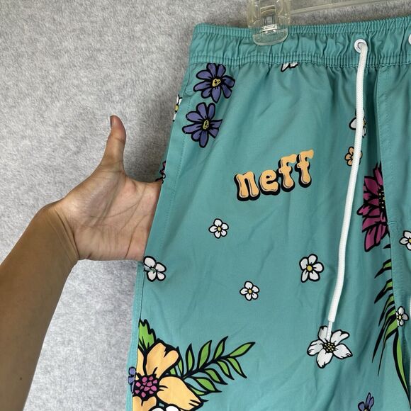 Neff Mens Hawaiian Retro Graphic‎ Swim Trunks Board Shorts Pockets Size XL - Picture 2 of 13